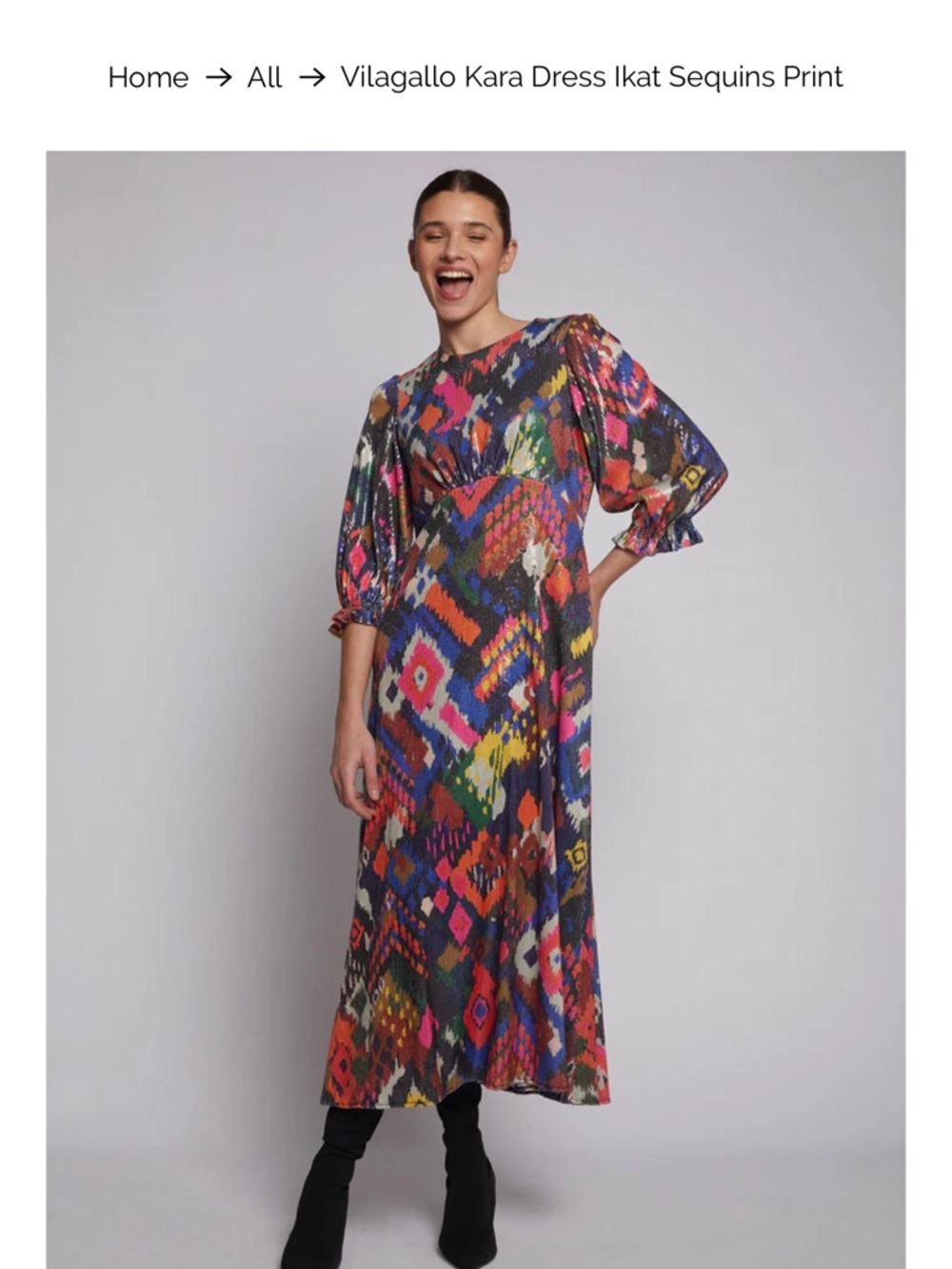 Multicolor Ikat-Print Midi Dress - Vibrant Pink & Blue